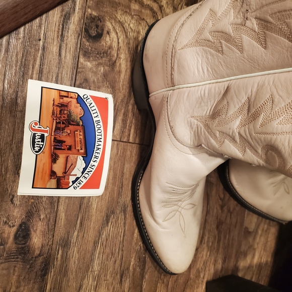 Justin Boots Cream Western Women's Shoes - Picture 6 of 9